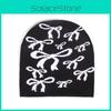 Hat Fashion Knitted With Butterfly Knot Embroidery Design For Daily Outdoor