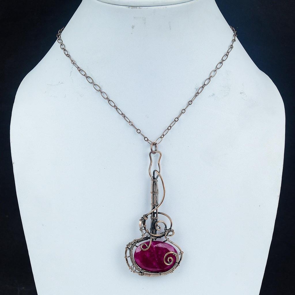 Ruby Jewelry, 999 Copper Wire Wrapped Pendant Handmade Gemstone Jewelry, Gifts For Wife Brand New Pendant
