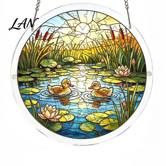 Decorative Hanging Puzzle Piece Acrylic Suncatcher, Colorful Window Ornament, 7.87 Inch Sun Sunlight Pattern Wall Decor Catcher Decoration, Ideal for