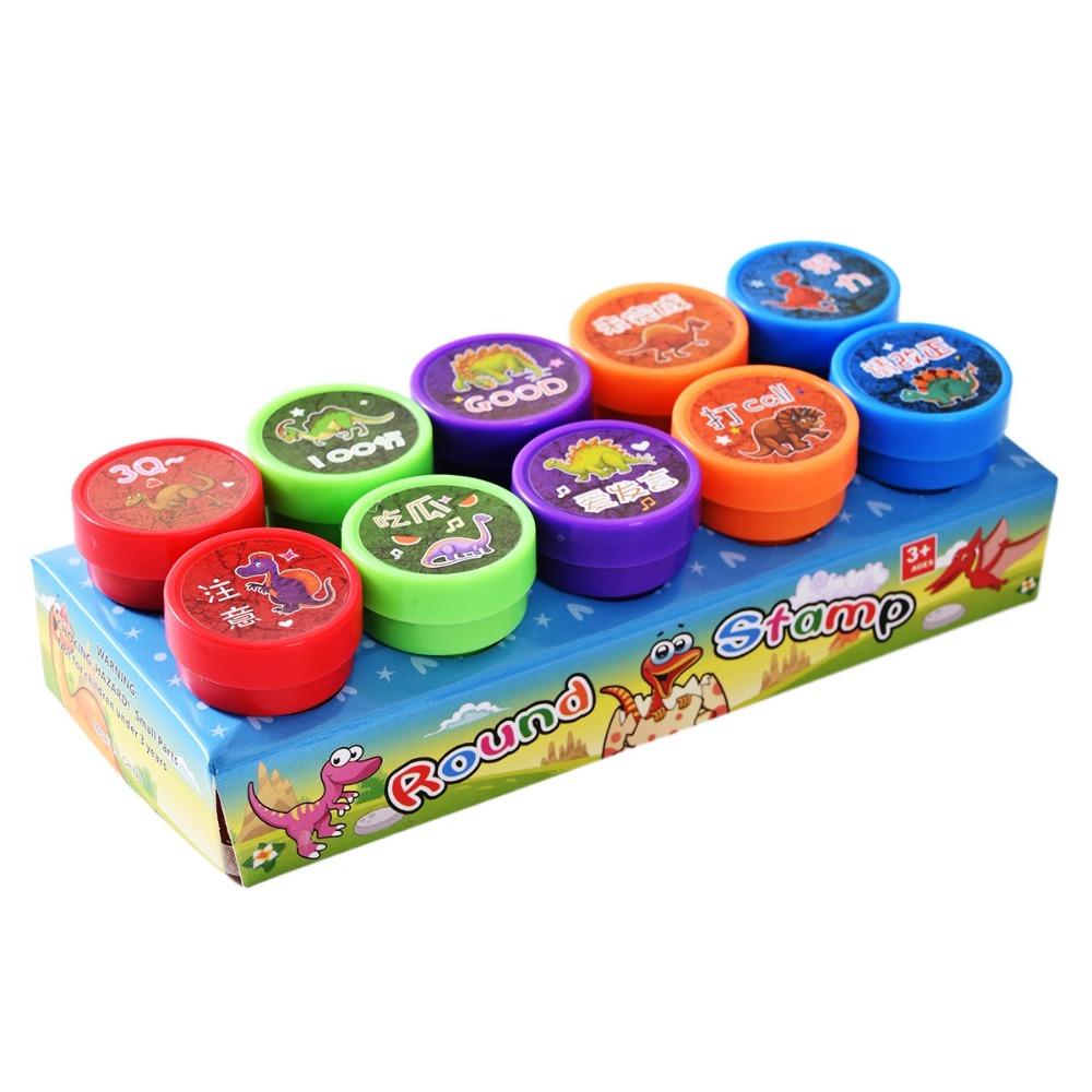 10/12/26Pcs Cartoon Children's Self-stamp Set for Children Treasure Box Prize Birthday Party Gift