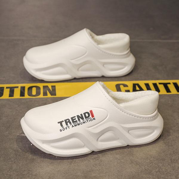 2024 Новые мужские водонепроницаемые хлопковые тапочки на каблуке — нескользящие, устойчивые к фекалиям, идеально подходят для использования в помещении и на улице осенью и зимой.