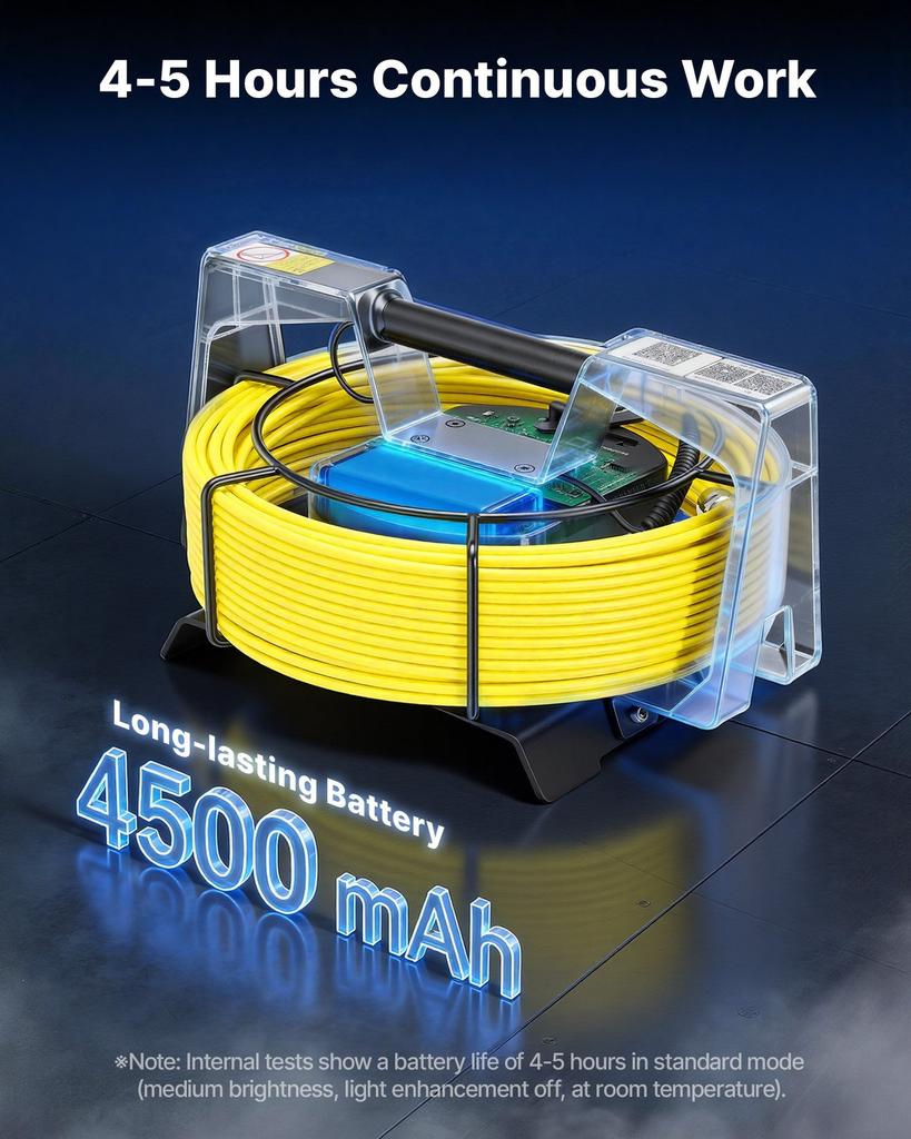 Обновленная камера для канализации 2026 года с WiFi, 30-метровая камера для трубопроводов сточных вод, IP68 Змеевидные сантехнические камеры со светом - 12 светодиодов, Беспроводное WiFi-подключение к