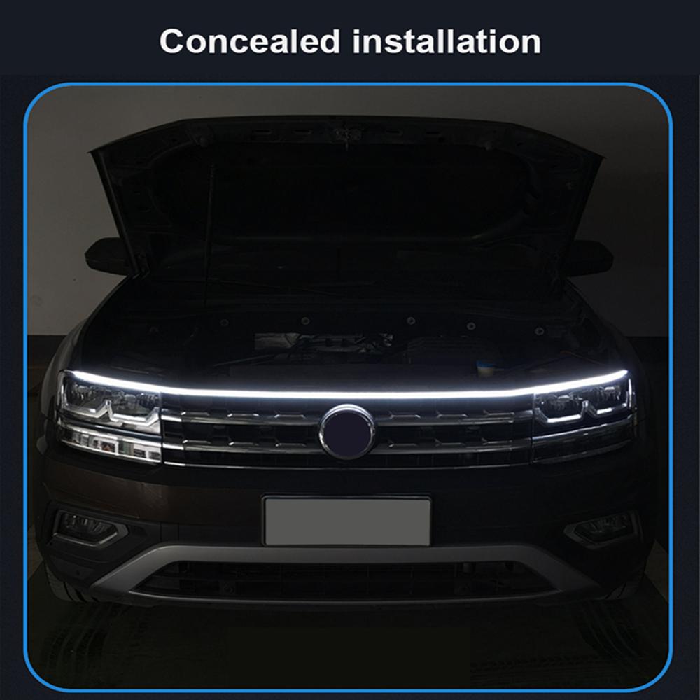 12V Белая светодиодная лента для дневных ходовых огней на капот автомобиля, водонепроницаемая лампа, декор, 120 см