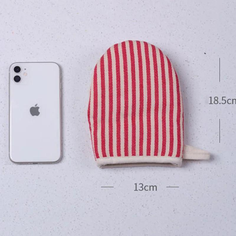 1 Pc Striped Simple Household Kitchen Oven Mitts High Temperature Insulation Microwave Gloves Thick Anti Scalding Baking Glove