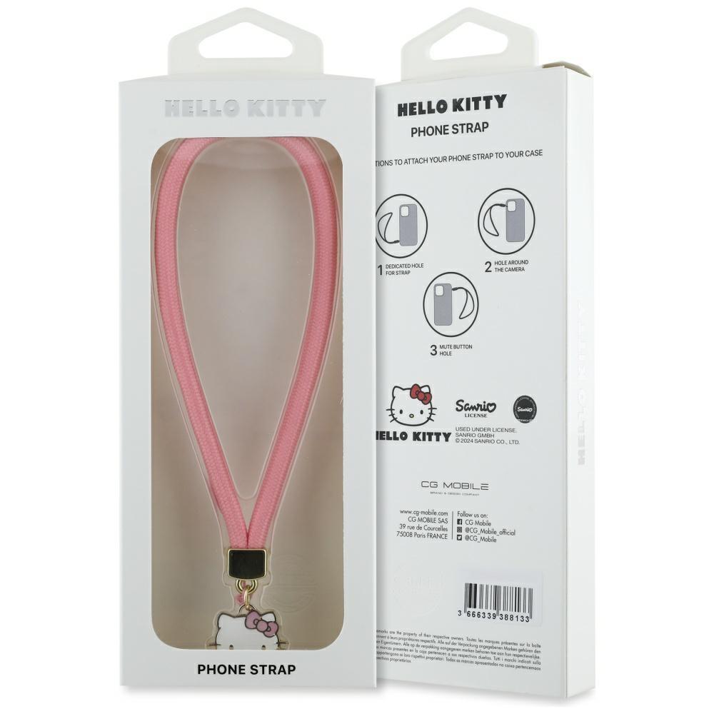 Zawieszka do telefonu Hello Kitty Nylon Cord Różowa