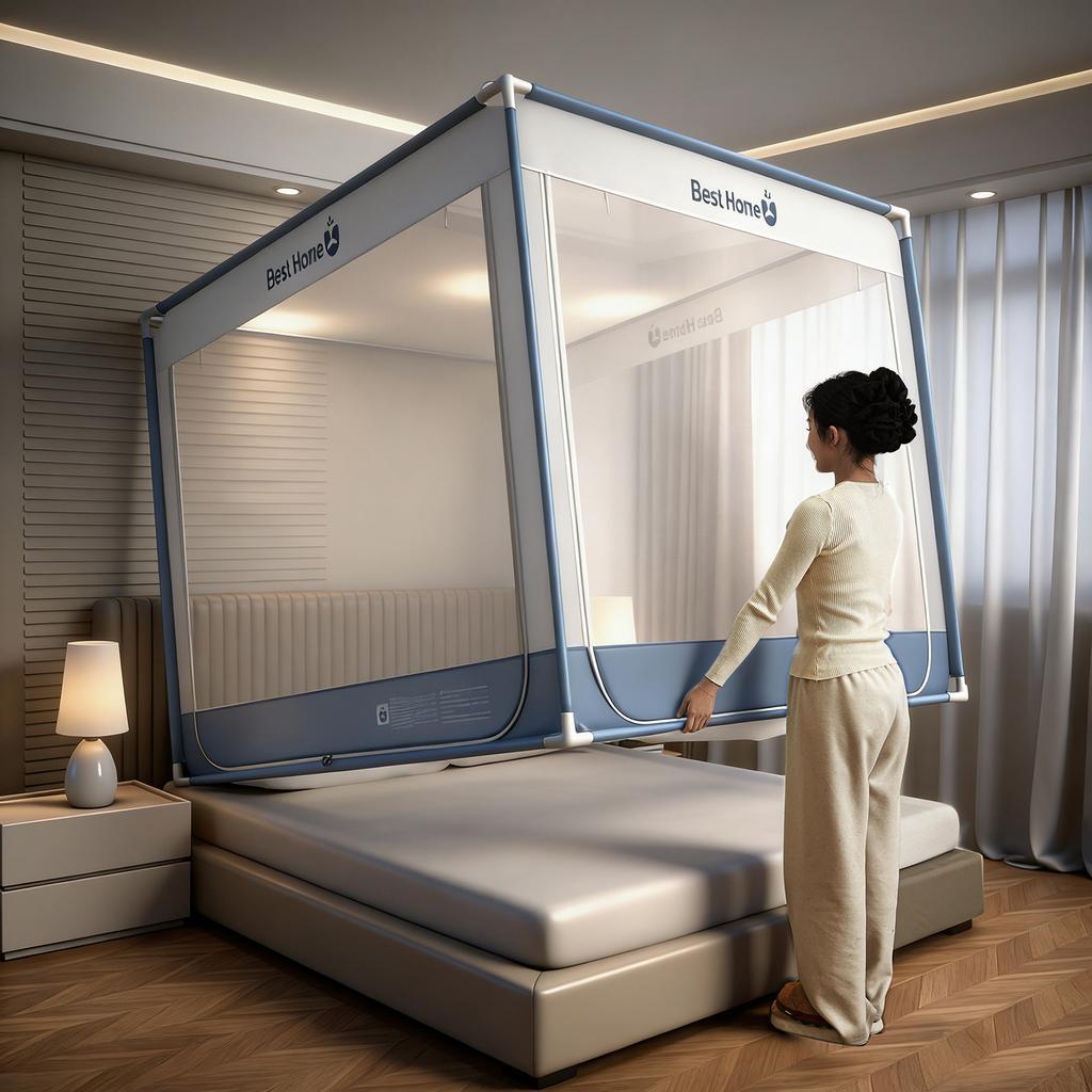 Mei Yun Ge fence protection level double mesh screen three door back bottom bed sheet anti fall mosquito net