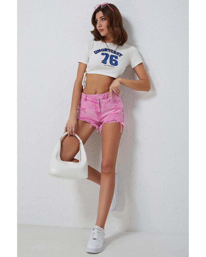 Azura Exchange Crossover Waist Denim Shorts