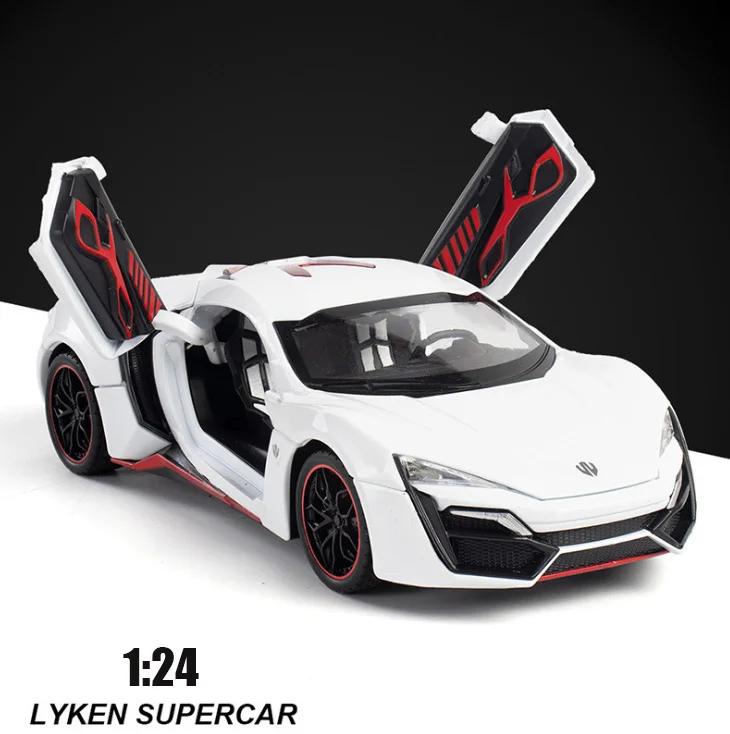 1:24 LYKAN Hypersport Diecasts & Toy Vehicles Metal Car Model Sound Light Collection Car Toys For Children Christmas Gift