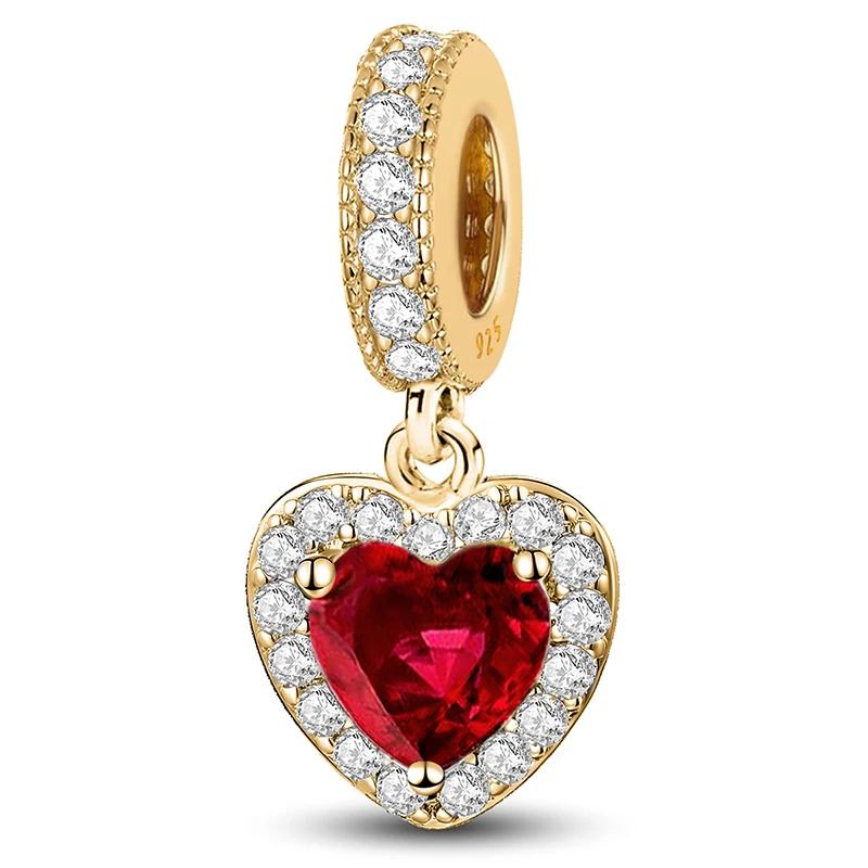 Медь Романтический Красный Любовь Сердце Розовые Шармы Бусины Подходят Оригинальный Пан DIY Браслеты Для Женщин Подвеска Изысканные Ювелирные Изделия