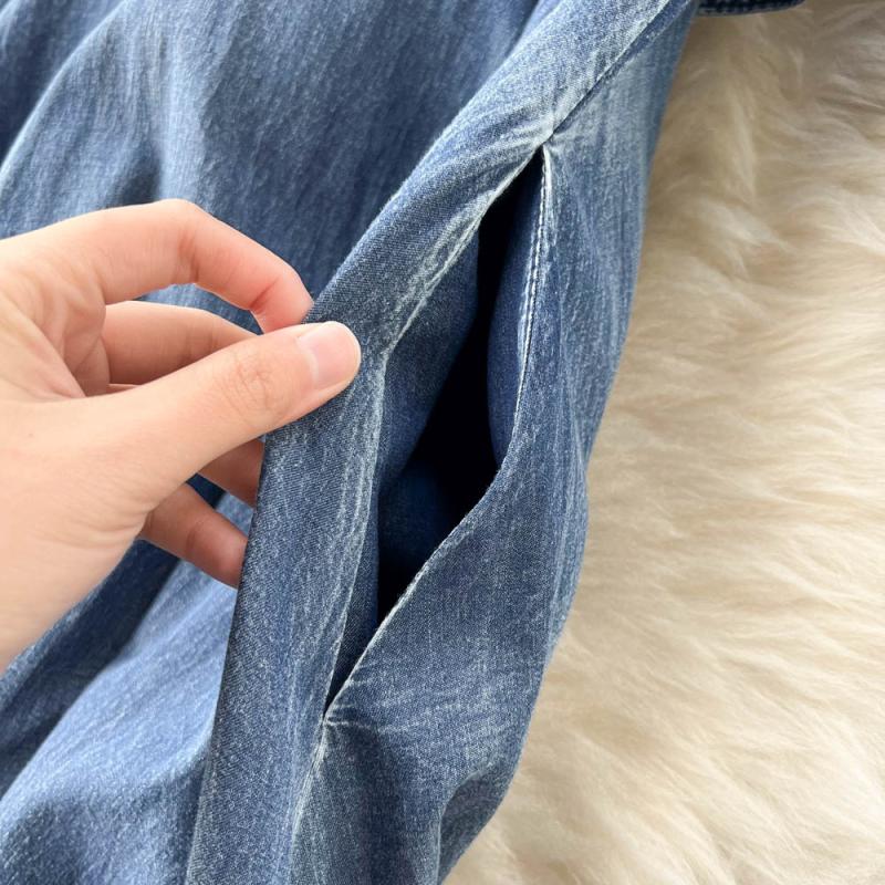 RUGOD Джинсовое платье женское весеннее новое корейское платье с воротником в стиле ретро с талией длинное платье темпераментное платье средней длины