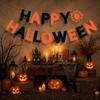 Reusable Halloween Paper Pull Flag Party Decor Pull Flag  Ghost House Atmosphere Decoration