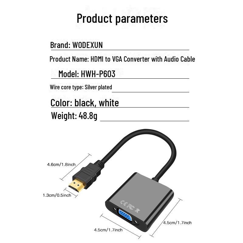 Конвертер HDMI в VGA с аудиокабелем-адаптером