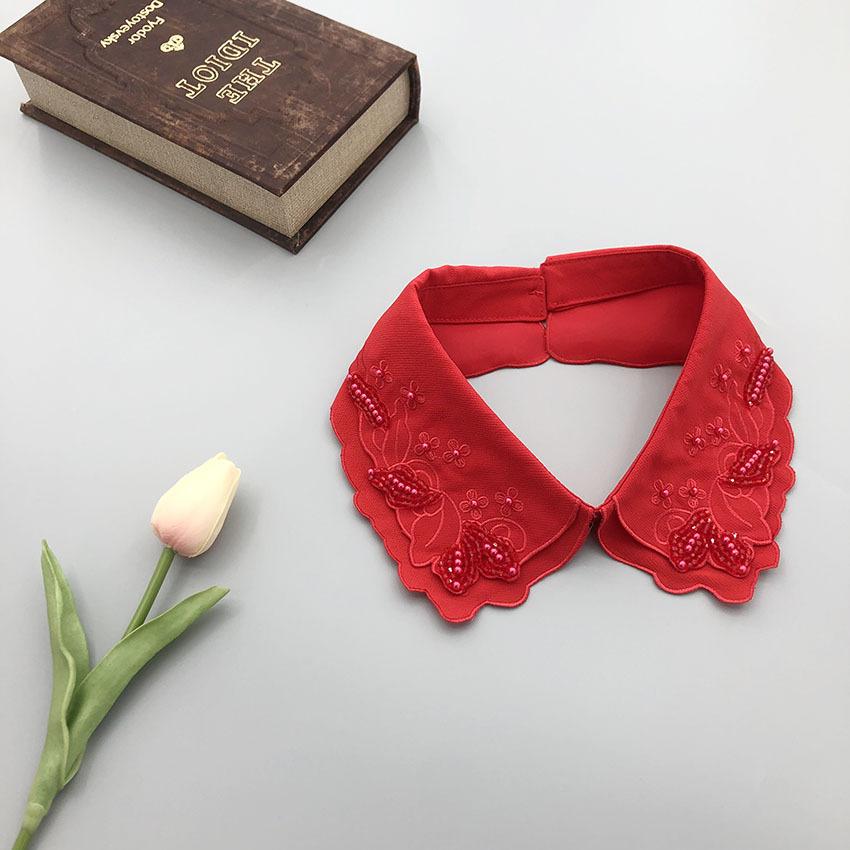 White Fake Collar for Women Shirt Blouse Necklace Candy Color False Collar Handmade Beads Detachable Sweater Collars Decor