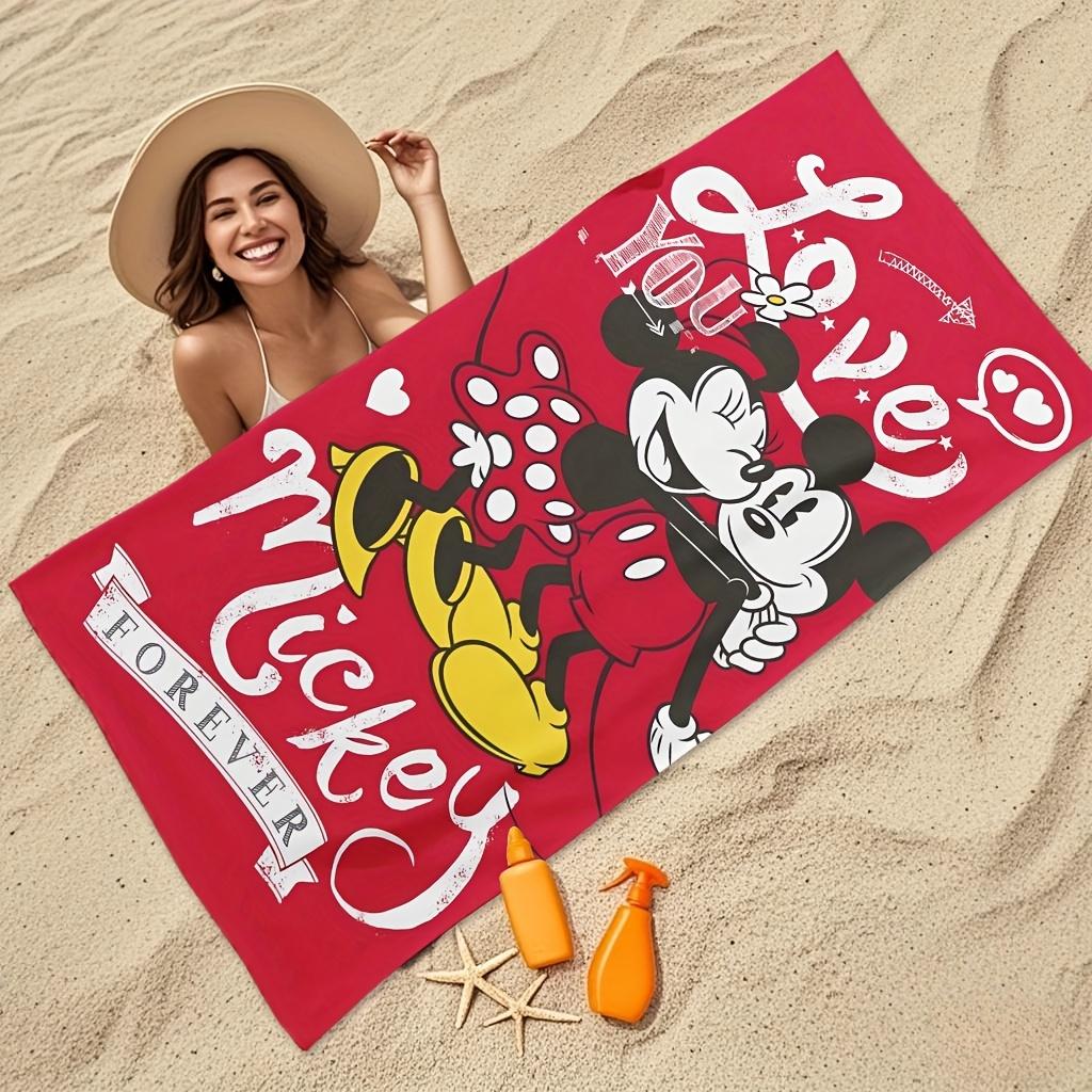 A Romantic Beach Towel Featuring Mickey And Minnie Quick-Drying Suitable for Yoga Travel Swimming Beach Outings Camping Bath Use