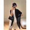 Women's Black Tencel Knit Triangle Scarf - Lightweight Summer Ice Silk Shawl & Sun Protection Cape