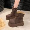 Женские зимние ботинки на плоской подошве, замшевые туфли на платформе и высоком каблуке, брендовая повседневная обувь из хлопка, зимняя мода 2025 года, готические удобные ботинки Mujer