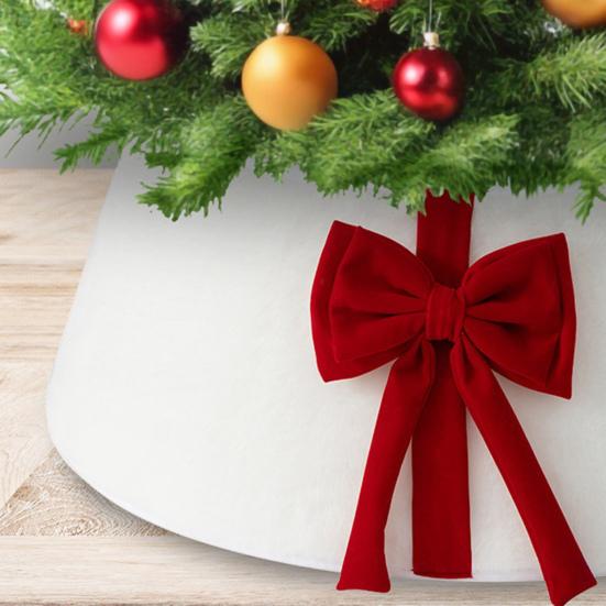Юбка для рождественской елки Мягкая искусственная замша Дизайн с бантом Складная Многоразовая Накидка на основание Праздничное рождественское украшение