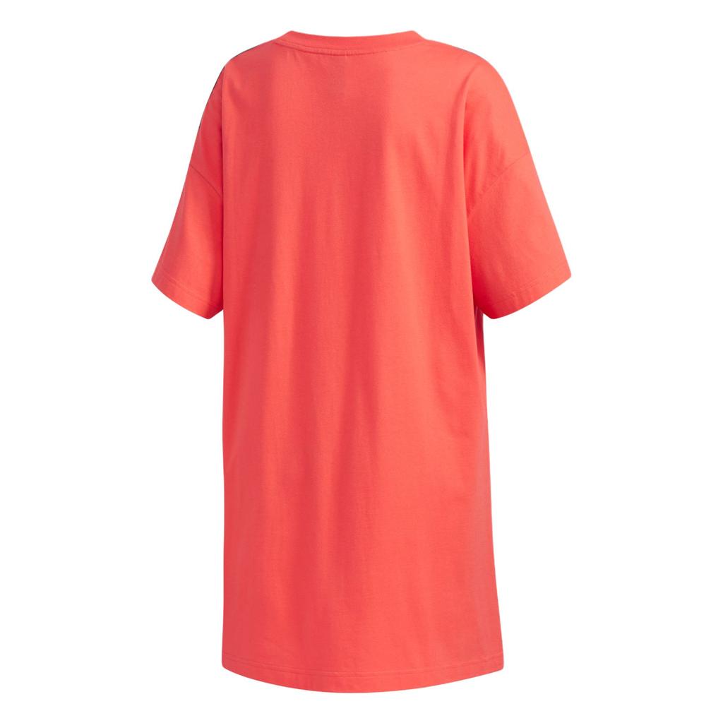 Adidas SS Dress Tape Simple Round Neck Letter Brand Logo Short Sleeve Dress Women Dresses Coral-Pink Black FJ6883