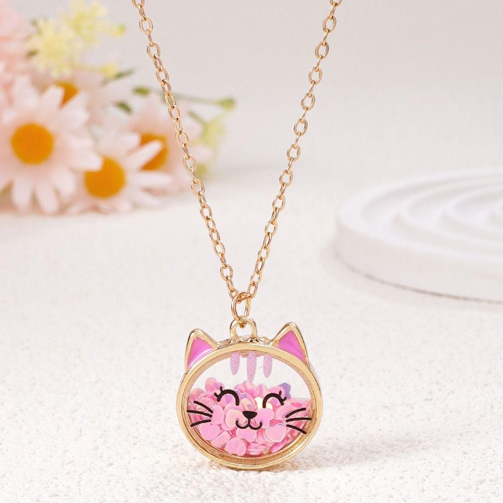 Cat Bear Charm Children's Necklace Cute Design Princess Costume Necklace  Kids Fashion