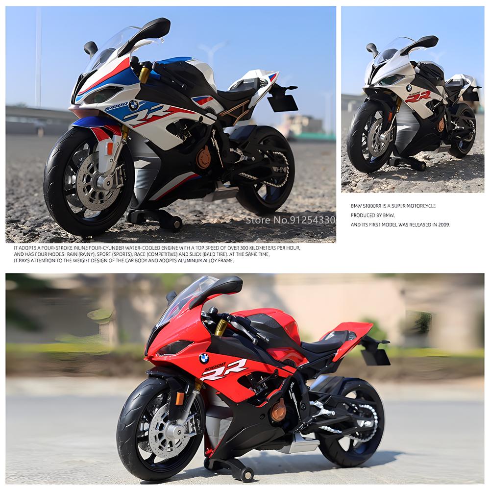 1/12 BMW S1000RR Motorcycle Cars Model Toys Alloy Diecast Shork-Absorber Motorcyclea Vehicle Collection For Boys Birthday Gifts