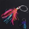 Silicone Artificial Tied Up Saltwater Octopus Bait Long Tail  Squid Skirt Feather Lure String Hook