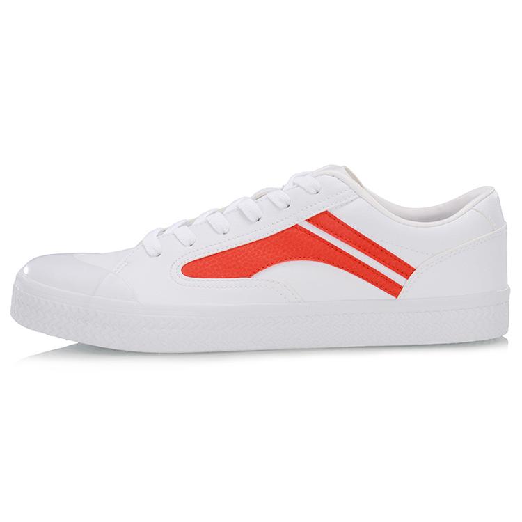 Li Ning Wave Скользкие Устойчивые к истиранию Низкие Кеды для скейтбординга Мужские Бело-оранжевые AGCP163-3