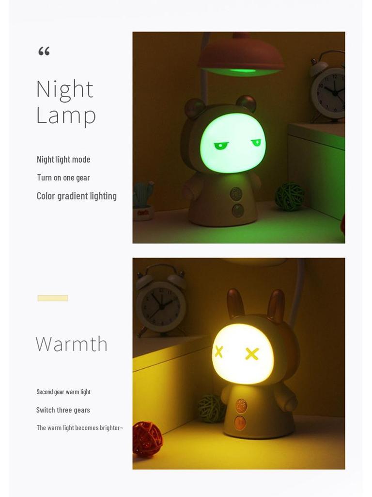 Cartoon LED Eye-Protection Rechargeable Desk Lamp & Night Light