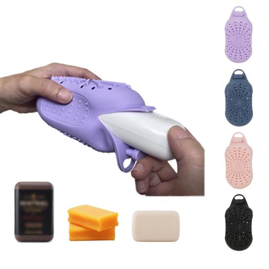 Силиконовый мешочек для мыла с дренажными отверстиями, дизайн с кнопкой, двусторонний отшелушивающий мешочек для мыла, кармашек для хранения мыла, мочалка для душа