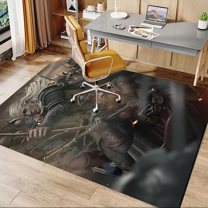 Lord of the Rings Polyester Office Carpet Chair Mats, Home Decor Dormitory Floor Protector with Anti-Skid Backing, Large Area Coverage,Chris