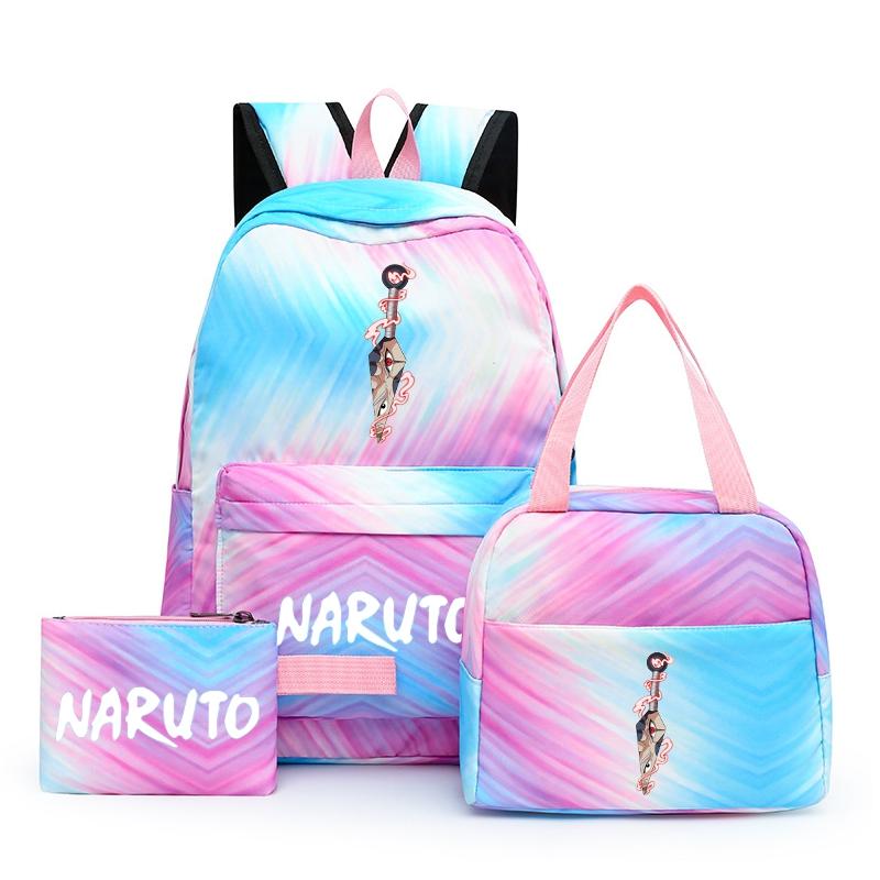 3Pcs/set Anime Naruto Backpack Back To Schoobag with Lunch Bag for Teen Gir Boy Student Bookbag Men Women Leisure Travel Bag