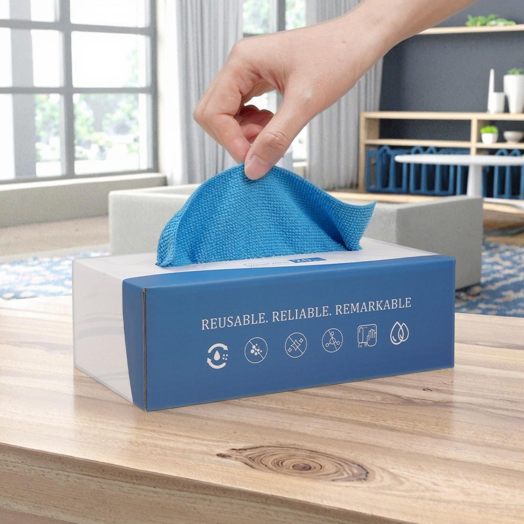 Box Packed Grey Microfiber Wipes 20x20cm High Absorbent Washable Multipurpose Towels