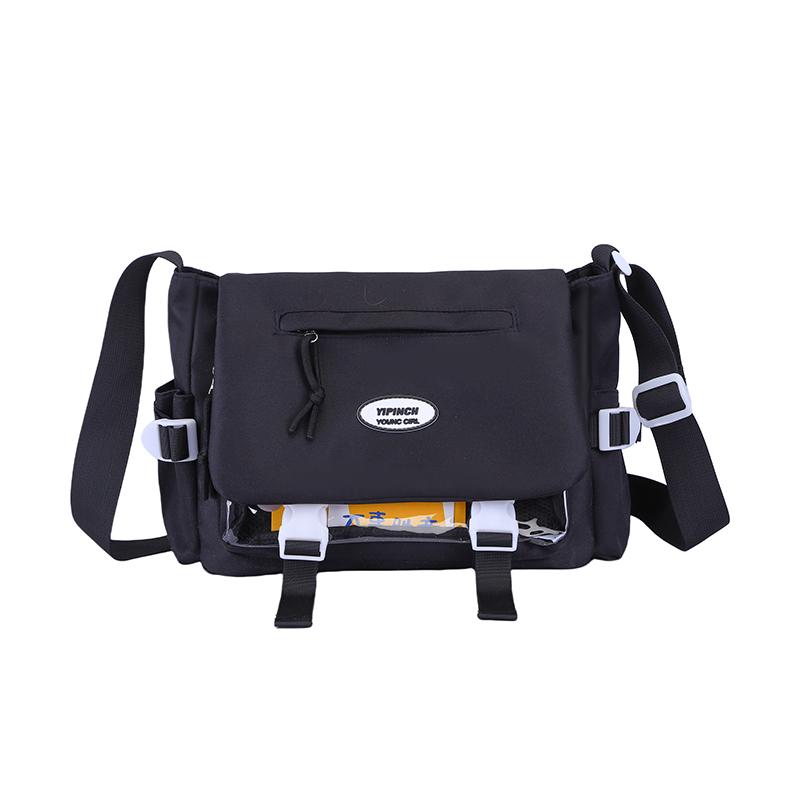 Женская сумка через плечо в студенческом стиле, большая вместительная сумка-мессенджер, контрастная по цвету сумка через плечо