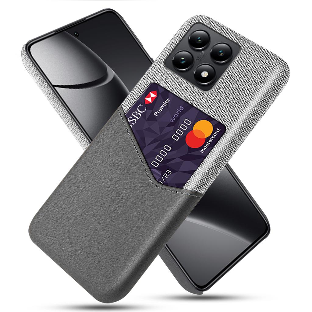 Чехол для Xiaomi 14T из ПУ кожи с тканевой текстурой, жесткая ПК накладка для телефона с держателем для карт