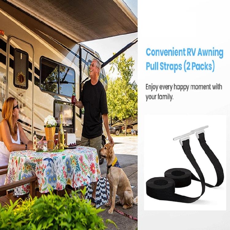 Campers Awning Tension Control Straps 9.8ft Tie Downs Pull Down Straps Prevent Shade Damage During Retraction