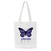 Butterfly Punk Black Canvas Women Shopping Bags Girl Shoulder Cloth Bags Reusable Shopper Teacher Student Book Bags