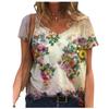 Fashion T-Shirts For Women Summer Y2k Woman Tops 3d Flower Printed V-Neck Short Sleeve Tees Women‘S Oversize T-Shirt