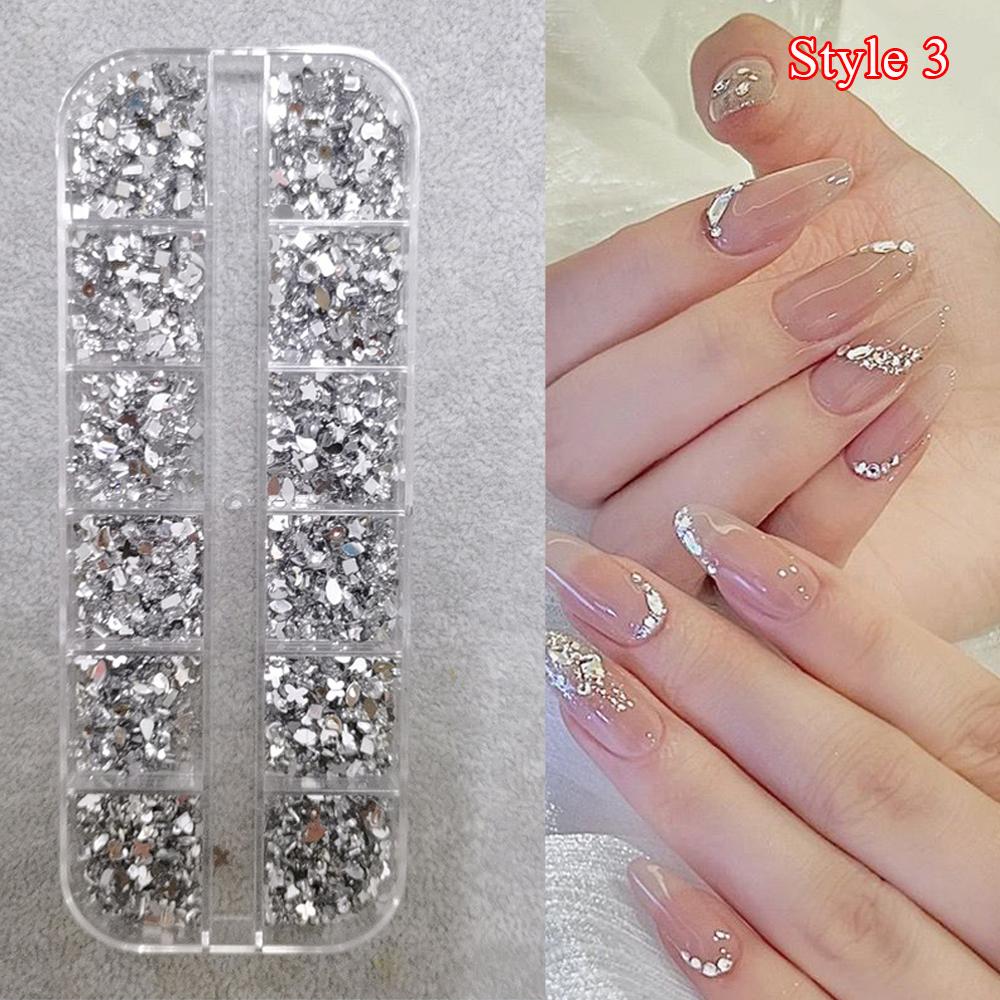 Mix 3D Nail Rhinestones 12 Grids Crystal Diamonds For Nail Art Mini Glitter Diamonds Decorative DIY Nail Art Accessories
