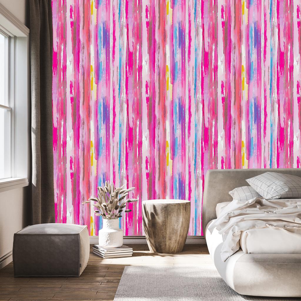 Brushstrokes wallpaper powder pink and purple 50x1000