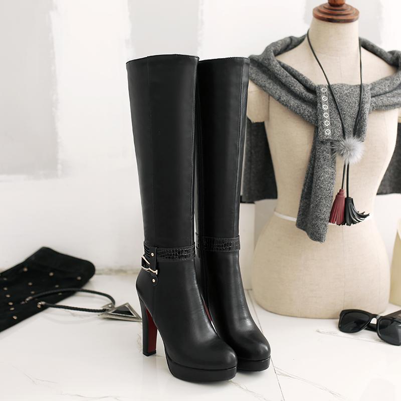 Женские ботильоны на высоком каблуке осень и зима новые водонепроницаемые на платформе на толстом каблуке больших размеров универсальные ботильоны средней высоты