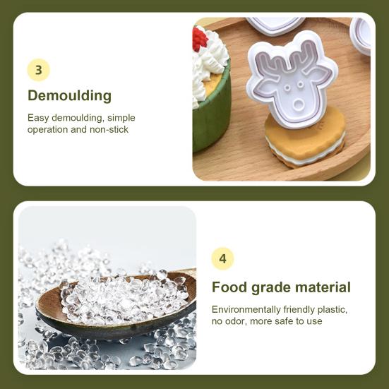 Набор из 8 рождественских формочек для печенья, милый Санта-Клаус, снеговик, снежинка, многоразовые вафельные штампы без бисфенола А для выпечки тортов и пирожных своими руками