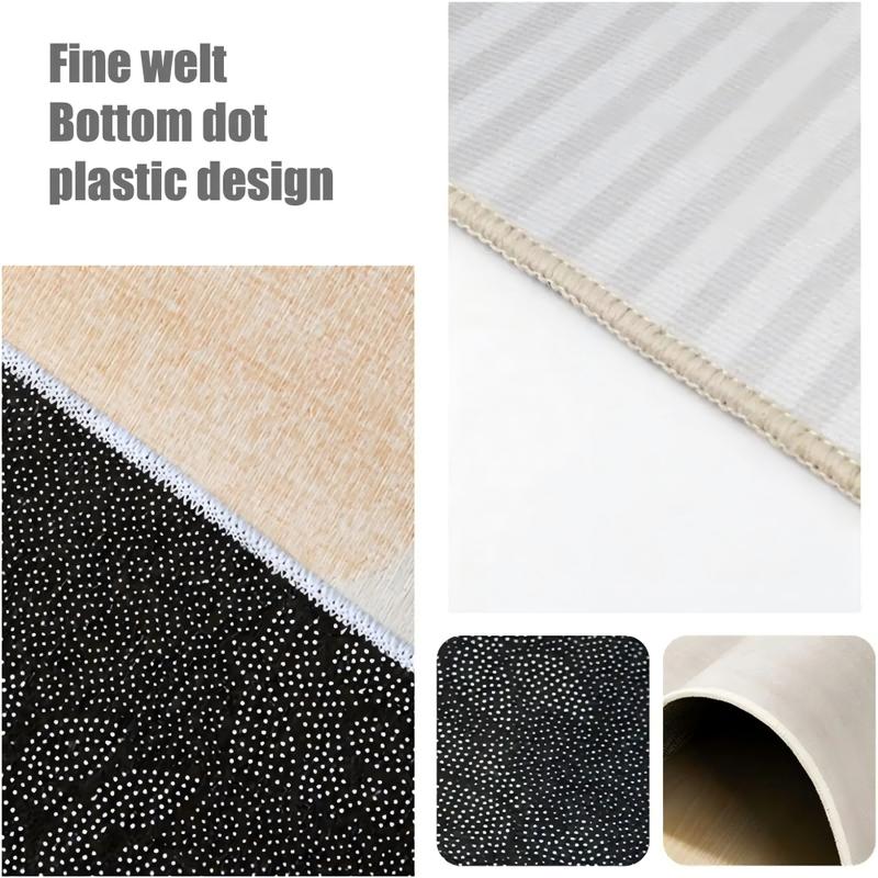 Light Gray White Striped Large Rug Non Slip Machine Washable Living Room Sofa Coffee Table Area Rug Home Decor