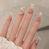 Artificial Nails Diamond Style Wearable Nails, Finished Fake Nails, Nail Art Pieces, Innocent Girls Look White and Translucent