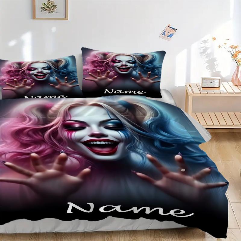 Custom Textile Harley Quinn Bedding 3 Piece Set HD Print Duvet Cover Pillowcases for Teens Adult Bedroom Decoration