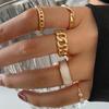 Fashion Jewelry Rings Set Gold Color Hollow Round Opening Women Finger Ring for Girl Lady Party Wedding Gifts