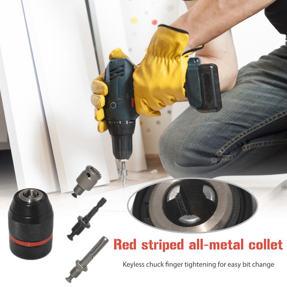 Professional Metal Heavy Duty 1/2-20UNF 0.8-13mm Keyless Drill Chuck Hex Shank/SDS/Socket Square Female Adapter Hardware Tools