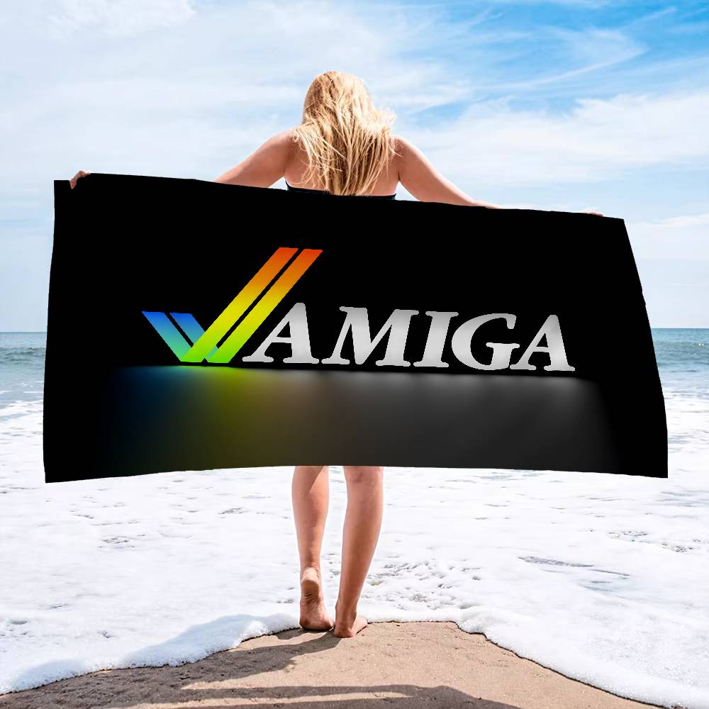 Логотип Amiga Модное пляжное полотенце Цветные банные полотенца Для девочки Микрофибра Быстросохнущие Индивидуальное Без песка Пляж Йога Спа Тренажерный зал Бассейн