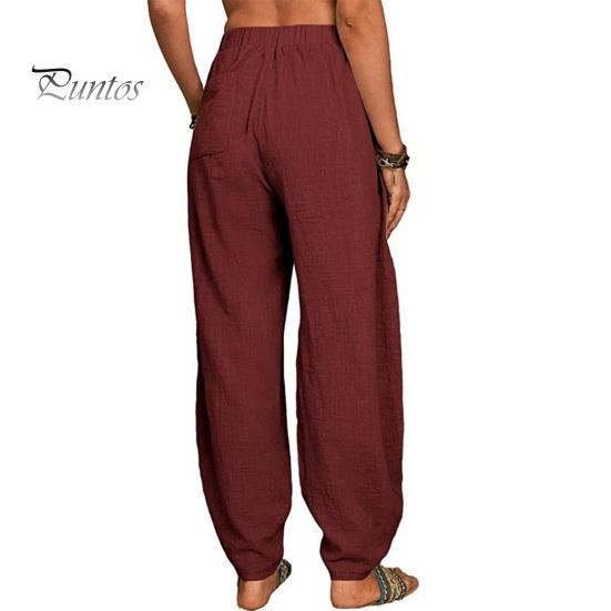Женские повседневные брюки, эластичные, с высокой талией, однотонные шаровары с карманами, свободный крой, дышащие, длинные брюки, повседневная одежда
