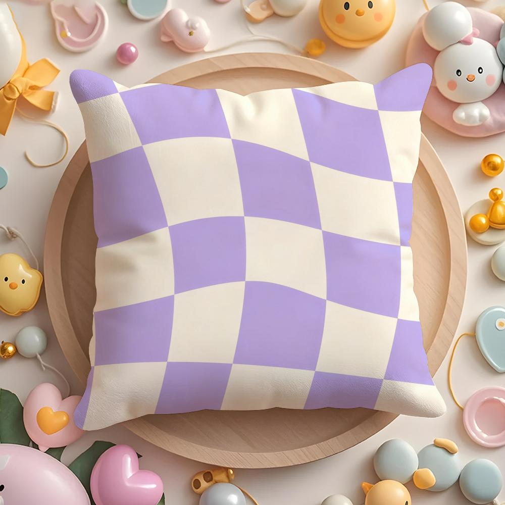 Space distortion grid diagram Cushion Cover Short Plush DoubleSided Printing Home Machine Washable in Warm Winter Pillow Cover