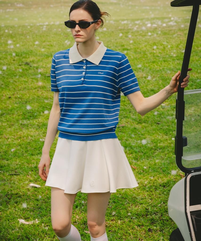 OBER GOLF Летний полосатый вязаный поло (черный)