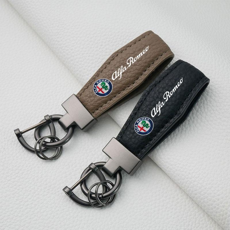 Car Key Chain Luxury Genuine Leather Keychain For Alfa Romeo STELVIO Giulia 159 Giulietta 147 Mito 156 MTO Sportiva Accessories SY1